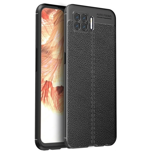 Oppo A73 Kılıf Deri Görünümlü Lüks Parmak İzi Bırakmaz Niss Silikon Kapak - Siyah