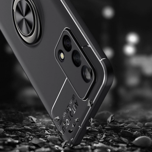 Oppo A74 Kılıf Renkli Silikon Yüzüklü Standlı Auto Focus Ravel Kapak - Siyah