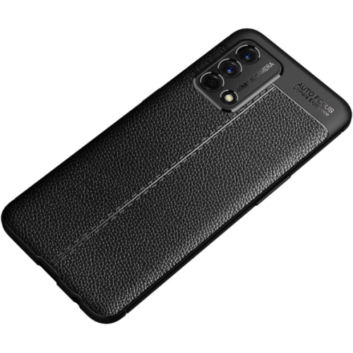 Oppo A74 Kılıf Deri Görünümlü Lüks Parmak İzi Bırakmaz Niss Silikon Kapak - Siyah