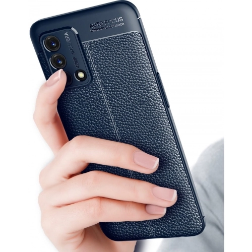 Oppo A74 Kılıf Deri Görünümlü Lüks Parmak İzi Bırakmaz Niss Silikon Kapak - Siyah