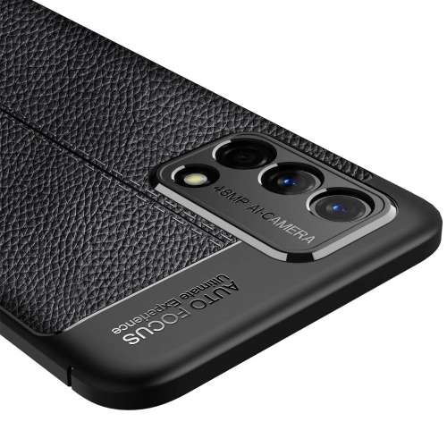 Oppo A74 Kılıf Deri Görünümlü Lüks Parmak İzi Bırakmaz Niss Silikon Kapak - Siyah