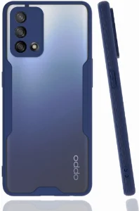 Oppo A74 Kılıf Kamera Lens Korumalı Arkası Şeffaf Silikon Kapak - Lacivert