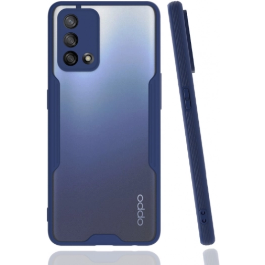 Oppo A74 Kılıf Renkli Silikon Kamera Lens Korumalı Şeffaf Parfe Kapak - Lacivert