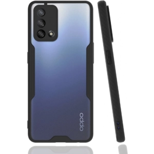 Oppo A74 Kılıf Renkli Silikon Kamera Lens Korumalı Şeffaf Parfe Kapak - Siyah