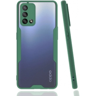 Oppo A74 Kılıf Renkli Silikon Kamera Lens Korumalı Şeffaf Parfe Kapak - Yeşil