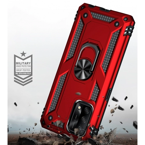 Oppo A74 Kılıf Silikon Zırhlı Standlı Yüzüklü Mıknatıslı Tank Kapak - Siyah