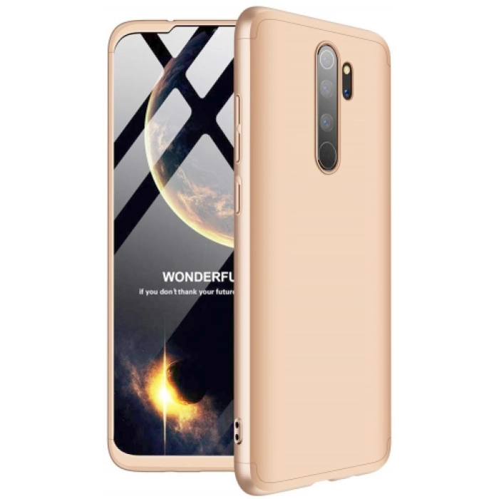 Oppo A9 2020 Kılıf 3 Parçalı 360 Tam Korumalı Rubber AYS Kapak  - Gold