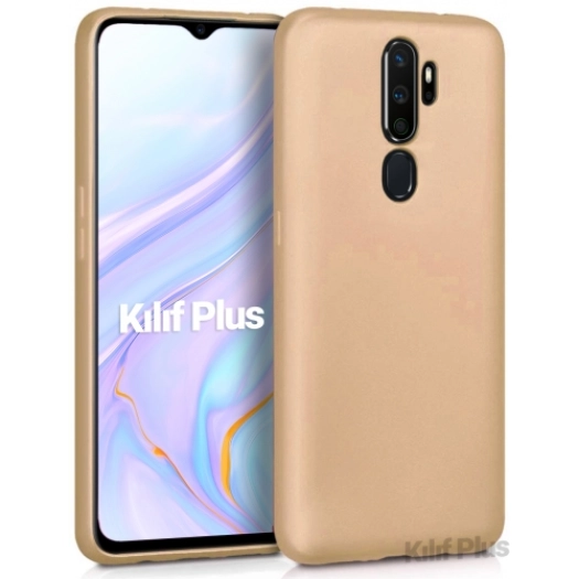 Oppo A9 2020 Kılıf İnce Soft Mat Renkli Esnek Silikon Kapak - Gold