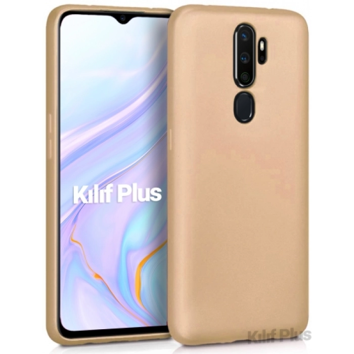 Oppo A9 2020 Kılıf İnce Soft Mat Renkli Esnek Silikon Kapak - Gold