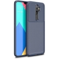 Oppo A9 2020 Kılıf Silikon Parmak İzi Bırakmayan Karbon Soft Negro Kapak - Lacivert