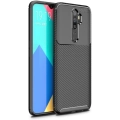 Oppo A9 2020 Kılıf Silikon Parmak İzi Bırakmayan Karbon Soft Negro Kapak - Siyah