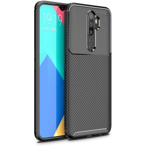 Oppo A9 2020 Kılıf Silikon Parmak İzi Bırakmayan Karbon Soft Negro Kapak - Siyah