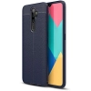 Oppo A9 2020 Kılıf Deri Görünümlü Lüks Parmak İzi Bırakmaz Niss Silikon Kapak - Lacivert
