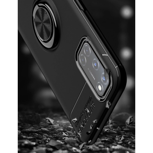 Oppo A92 Kılıf Renkli Silikon Yüzüklü Standlı Auto Focus Ravel Kapak - Mavi