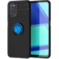 Oppo A92 Kılıf Renkli Silikon Yüzüklü Standlı Auto Focus Ravel Kapak - Mavi - Siyah