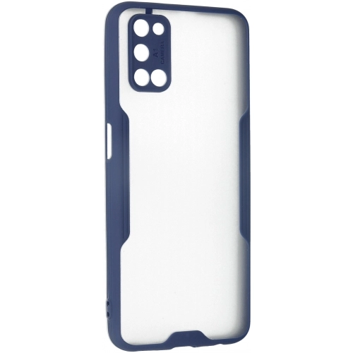 Oppo A92 Kılıf Renkli Silikon Kamera Lens Korumalı Şeffaf Parfe Kapak - Lacivert