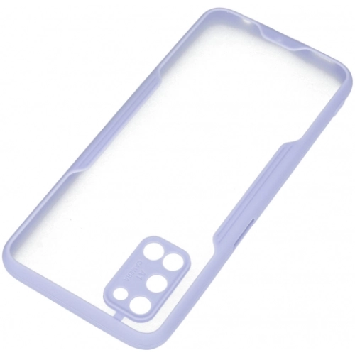 Oppo A92 Kılıf Renkli Silikon Kamera Lens Korumalı Şeffaf Parfe Kapak - Lila