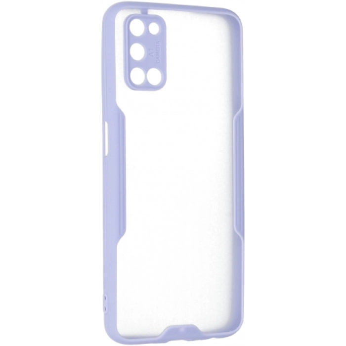 Oppo A92 Kılıf Renkli Silikon Kamera Lens Korumalı Şeffaf Parfe Kapak - Lila