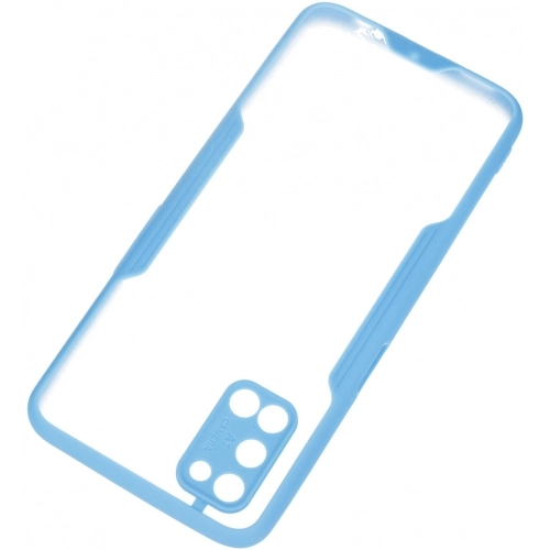 Oppo A92 Kılıf Renkli Silikon Kamera Lens Korumalı Şeffaf Parfe Kapak - Mavi