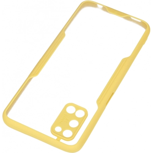 Oppo A92 Kılıf Renkli Silikon Kamera Lens Korumalı Şeffaf Parfe Kapak - Sarı