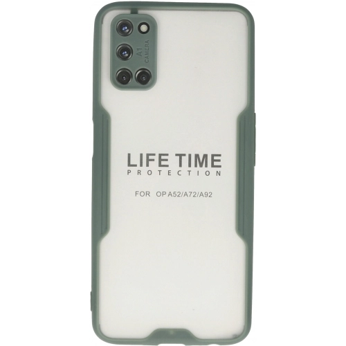 Oppo A92 Kılıf Renkli Silikon Kamera Lens Korumalı Şeffaf Parfe Kapak - Yeşil