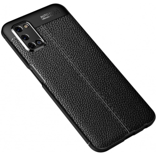 Oppo A92 Kılıf Deri Görünümlü Lüks Parmak İzi Bırakmaz Niss Silikon Kapak - Siyah