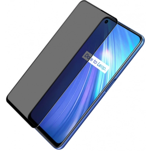 Oppo A92 Kırılmaz Cam 5D Ekran Koruyucu Karartmalı Hayalet Cam Privacy Tam Kapatan - Siyah