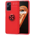 Oppo A96 4G Kılıf Renkli Silikon Yüzüklü Standlı Auto Focus Ravel Kapak - Kırmızı