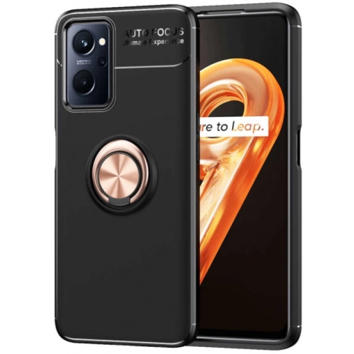 Oppo A96 4G Kılıf Renkli Silikon Yüzüklü Standlı Auto Focus Ravel Kapak - Rose Gold