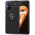 Oppo A96 4G Kılıf Renkli Silikon Yüzüklü Standlı Auto Focus Ravel Kapak - Siyah