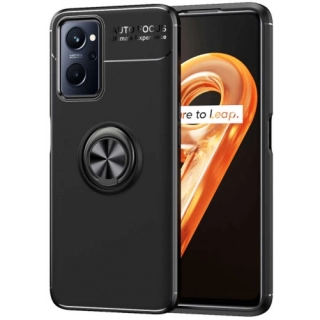 Oppo A96 4G Kılıf Renkli Silikon Yüzüklü Standlı Auto Focus Ravel Kapak - Siyah