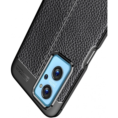 Oppo A96 4G Kılıf Deri Görünümlü Lüks Parmak İzi Bırakmaz Niss Silikon Kapak - Siyah