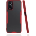 Oppo A96 4G Kılıf Renkli Silikon Kamera Lens Korumalı Şeffaf Parfe Kapak - Kırmızı