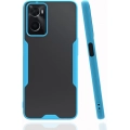 Oppo A96 4G Kılıf Renkli Silikon Kamera Lens Korumalı Şeffaf Parfe Kapak - Mavi