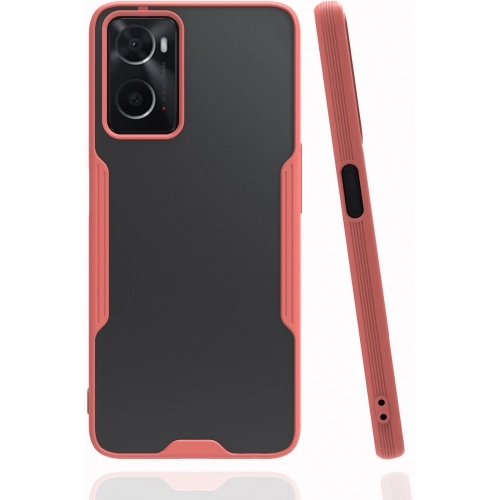 Oppo A96 4G Kılıf Renkli Silikon Kamera Lens Korumalı Şeffaf Parfe Kapak - Pembe