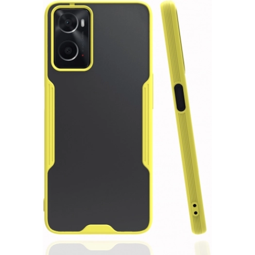 Oppo A96 4G Kılıf Renkli Silikon Kamera Lens Korumalı Şeffaf Parfe Kapak - Sarı