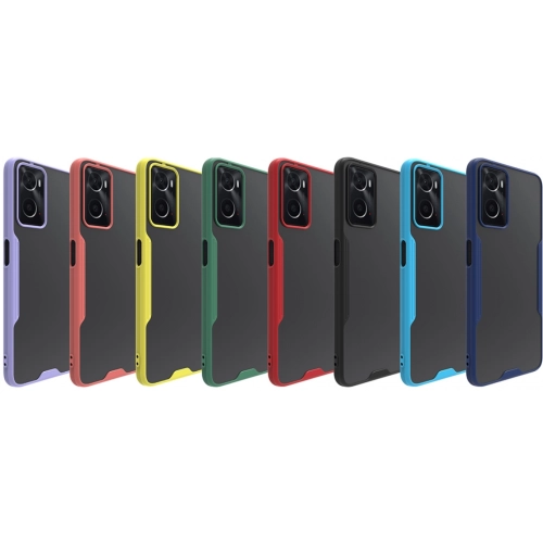 Oppo A96 4G Kılıf Renkli Silikon Kamera Lens Korumalı Şeffaf Parfe Kapak - Yeşil