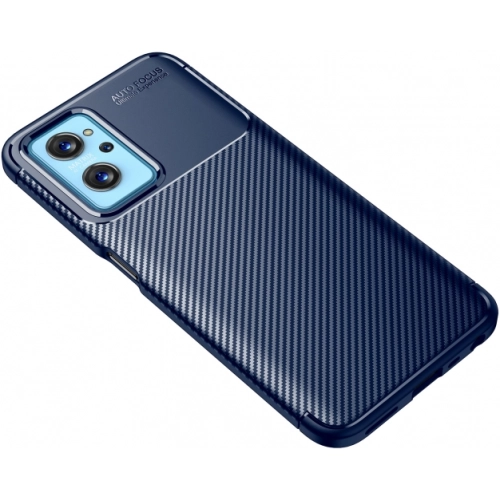 Oppo A96 4G Kılıf Silikon Parmak İzi Bırakmayan Karbon Soft Negro Kapak - Lacivert