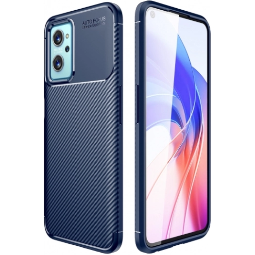 Oppo A96 4G Kılıf Silikon Parmak İzi Bırakmayan Karbon Soft Negro Kapak - Lacivert