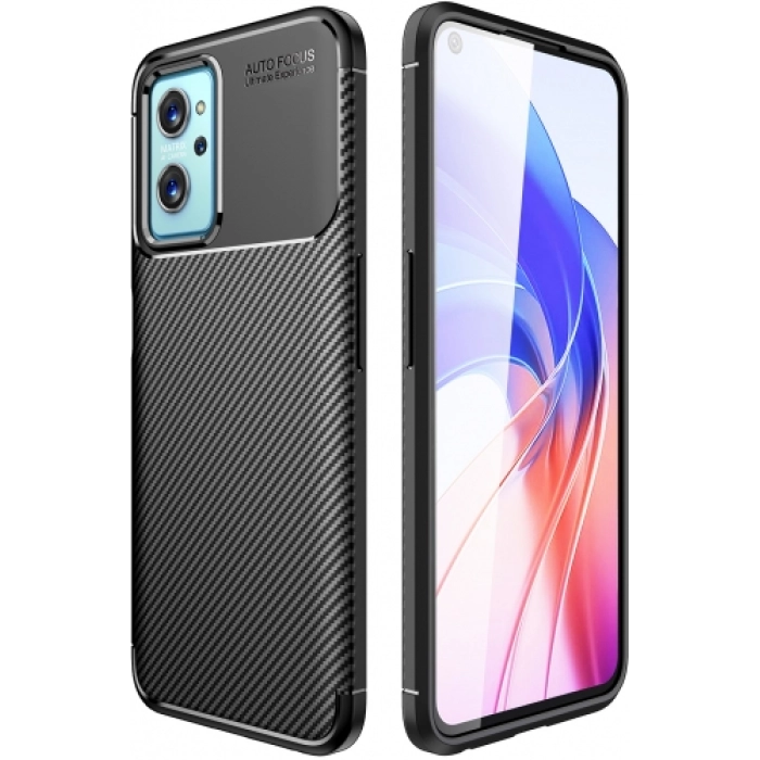 Oppo A96 4G Kılıf Silikon Parmak İzi Bırakmayan Karbon Soft Negro Kapak - Siyah