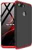 Oppo AX7 Kılıf 3 Parçalı 360 Tam Korumalı Rubber AYS Kapak  - Kırmızı - Siyah