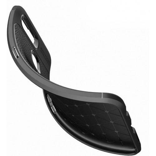 Oppo AX7 Kılıf Deri Görünümlü Lüks Parmak İzi Bırakmaz Niss Silikon Kapak - Siyah