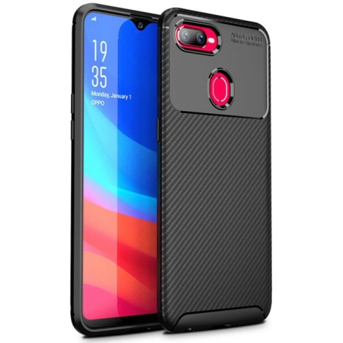 Oppo R15X Kılıf Silikon Parmak İzi Bırakmayan Karbon Soft Negro Kapak - Siyah
