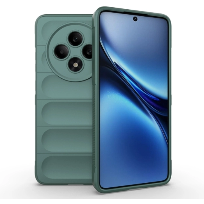 Oppo Reno 11 FS Kılıf Esnek TPU Oyuklu Arka Yüzey Tasarımlı Zore Etnik Silikon Kapak - Koyu Yeşil