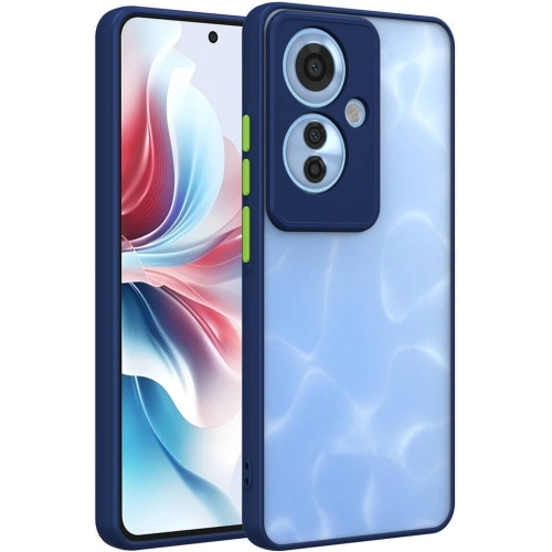Oppo Reno 11F 5G Kılıf Kamera Korumalı Arkası Şeffaf Mat Silikon Kapak - Lacivert