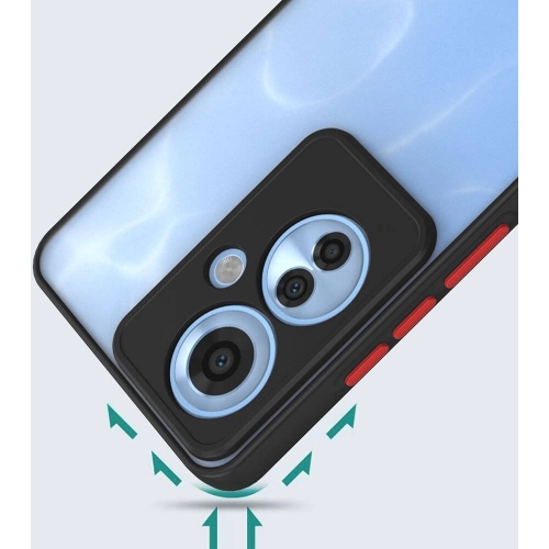 Oppo Reno 11F 5G Kılıf Kamera Korumalı Arkası Şeffaf Mat Silikon Kapak - Lacivert