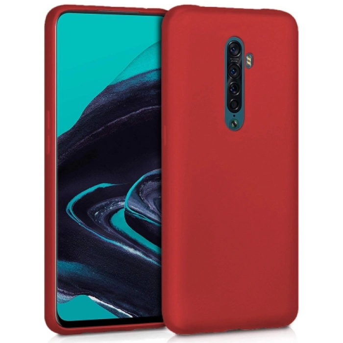 Oppo Reno 2 Kılıf İnce Soft Mat Renkli Esnek Silikon Kapak - Kırmızı