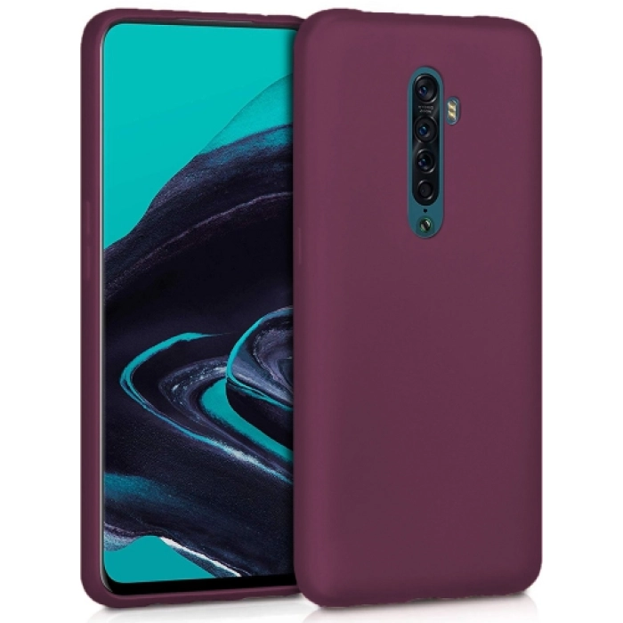 Oppo Reno 2 Kılıf İnce Soft Mat Renkli Esnek Silikon Kapak - Mürdüm