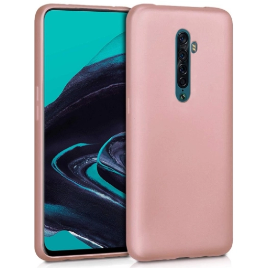 Oppo Reno 2 Kılıf İnce Soft Mat Renkli Esnek Silikon Kapak - Rose Gold