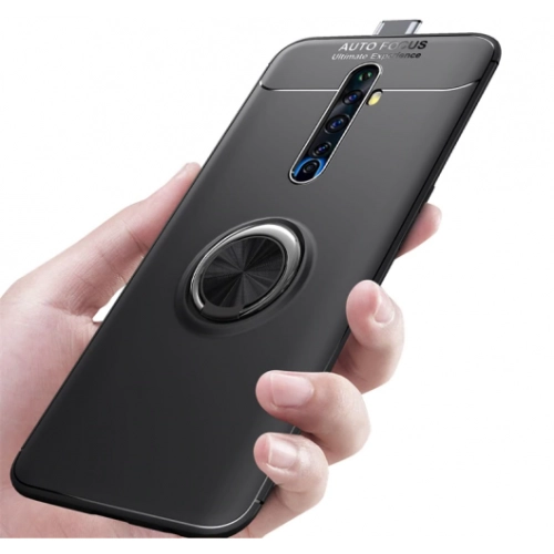 Oppo Reno 2z Kılıf Renkli Silikon Yüzüklü Standlı Auto Focus Ravel Kapak - Kırmızı